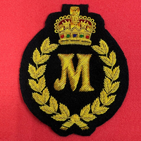 Écussons brodés faits main en fil d'or, motifs alphabet, blazer, blasons, fleurs en tissu chenille, logos personnalisés, pour chapeaux en cuir