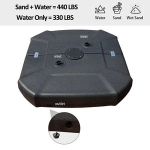 Base per Ombrellone da Patio Quadrata Nera 440LBS, Riempibile con Acqua e Sabbia, per la Maggior Parte degli Ombrelloni a Braccio con Ruote - Product Image 2