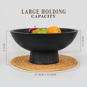 Bol à fruits sur pied en bois de manguier noir Table à manger en bois naturel décor vaisselle pour cuisine et salon bol de vente chaude - Product Image 3
