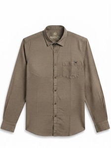Men's Khaki Solid Cotton Dress Shirt Full Sleeve Turn-<b>down</b> Collar BreathableFormal Wear Summer Season - Product Image 4
