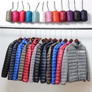 <b>Men's</b> Black Lightweight Puffer Jacket Stand Collar Zipper Closure Windproof Casual Winter Wear With Storage <b>Pouch</b> - Product Image 5
