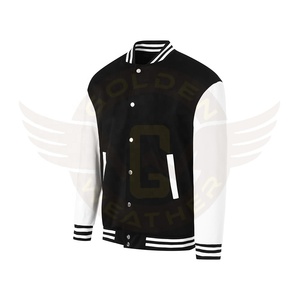 Chaqueta universitaria con bordado de alta calidad unisex, chaqueta de invierno de lana de algodón con logotipo personalizado en la parte delantera, diseño de letras OEM para hombres - Product Image 2