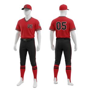 Tenues de baseball professionnelles entièrement personnalisées, respirantes, séchage rapide, impression numérique, 100% polyester, col en V, durables - Product Image 1