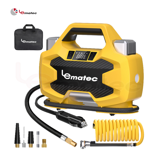 Dual 30mm Cylinder ABS 12V Air Compressor Tire Inflator Pump LCD Digital Display LED Light >30L/min 2-3min Inflation Motorcycle