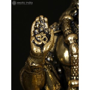 Estatua pequeña de Hanuman de latón de 4 pulgadas, señor De pie superfino en producto de escultura de gesto de bendición - Product Image 4