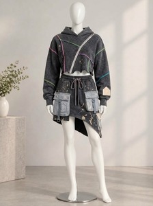 Women's Green Fleece Solid Short Hooded <b>Top</b> Skinny Pants Casual Autumn Tracksuit Set 100% Polyester - Product Image 2