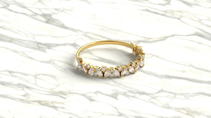 Luxury 18K Gold Marquise Diamond Ring With Round Diamond Curved Tiara Crown Band Cluster Half Eternity Wedding Ring Fine Jewelry - Product Image 3