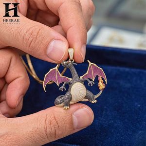Collier Pendentif Dragon Ailé Noir Iced Out Style Hip Hop Personnalisé pour Hommes - Breloque Dragon Volant Anime - Product Image 5