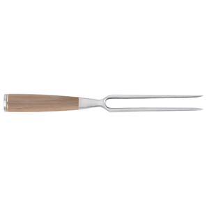 Fourchette à découper de 6,5 pouces en acier inoxydable à deux dents avec manche en bois de Pakka blond pour rôtir la dinde, le jambon et la volaille - Product Image 1