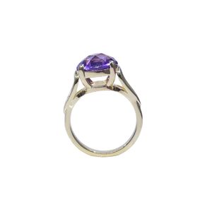 Anillo Clásico para Mujer de Plata de Ley 925 con Baño de Oro de 14K y Amatista Engastada en Canal, para Bodas, Gemvanity - Product Image 2