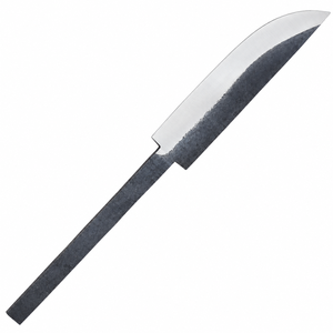 Hoja de cuchillo curva negra y plateada con espiga larga y estrecha, filo pulido para la creación de mangos personalizados y trabajos de bricolaje. - Product Image 3
