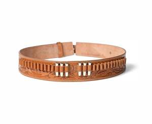 Cinturón de Cuero de Grano Completo con 30 Lazos MOLLE para Cartuchos de Munición Calibre .44/.45, Estilo Bandolera, para Hombres - Product Image 1