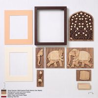 Décoration murale en relief sculpté en bois d'éléphant encadré avec motif d'arche florale pour la décoration intérieure