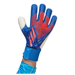 Gants de gardien de but de football Econex Sports, doigts entièrement couverts, bleu orange, cuir PU, silicone antidérapant, respirant, fermeture à boucle et crochets - Product Image 3