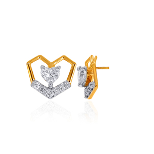 Pendientes de Diamantes con Corte de Corazón Eternal Embrace, Oro Amarillo, para Mujer, Uso Diario Romántico - Product Image 3