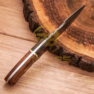 Cuchillo de Caza Hecho a Mano de Acero de Damasco, Hoja Fija, Mango de Madera de Palisandro, Cuchillo Táctico para Exteriores, DIY, OEM, Tamaño y Empaque Personalizables - Product Image 5