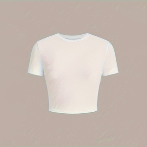 T-shirt court en coton premium pour femme, idéal pour l'entraînement, avec patchs, en tissu mesh, pour l'été - Product Image 1
