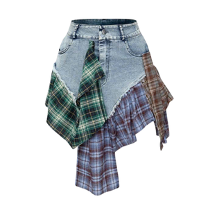 Casual patchwork denim skirt everyday wear Vietnamese supplier directly from factory MOQ 50 pcs - Product Image 3