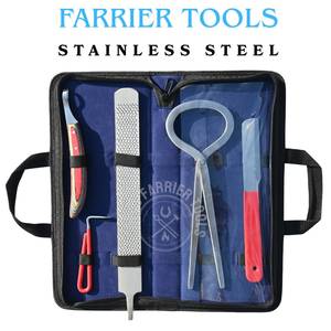 Kit d'outils professionnels pour l'entretien des sabots de cheval avec râpe, testeur de sabot, couteau à abcess, couteau à écartement et outil de récupération - Product Image 5