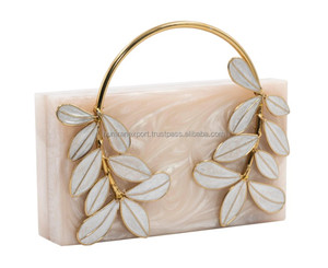 Handle Resin Ladies Evening Clutch <b>Bag</b> <b>for</b> Party and <b>Weddings</b> From India Bridal Clutch Collection Marble Clutches - Product Image 3