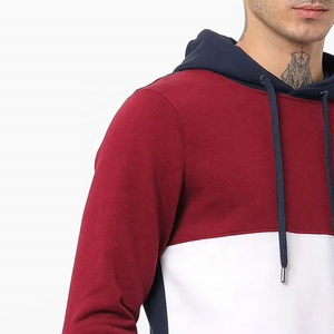 Diseño de moda personalizado de peso pesado Color Block Pullover Hoodie para hombres transpirable y cómodo básico mezcla de algodón - Product Image 4