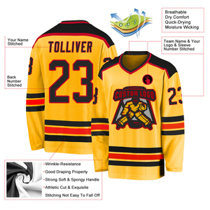 Maillots de hockey sur glace pour hommes sur mesure, 100 % polyester, respirants, anti-humidité, impression par sublimation, personnalisation complète de l'équipe, OEM - Product Image 5