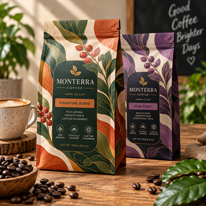 Monterra Coffee Signature Blend 250g Resealable Stand up <b>Pouch</b> Zipper Top Laminated Packaging Ethically Sourced Arabica Beans - Product Image 1
