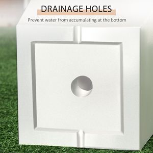 Lot de 2 pots de fleurs élégants en MgO blanc pour extérieur avec grande jardinière en bois et pots métalliques pour jardin, patio, cour, drainage - Product Image 6