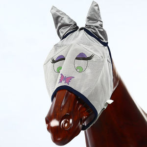 Voile anti-mouches pour chevaux imprimé par sublimation personnalisée, masque équestre en maille colorée, service OEM, protection oculaire durable pour équidés - Product Image 3