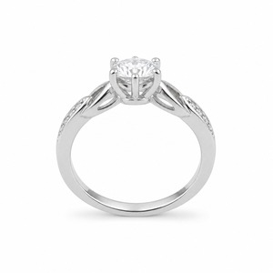 Anillo de Compromiso de Diamantes de Corte Brillante Redondo en Oro Blanco para Mujer, Engaste de Puntas, Estilo Clásico - Product Image 2