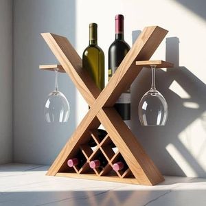 Designer Wooden Wine Rack For Countertop <b>Kitchen</b> Home Bar Dining <b>Table</b> And Premium Bottle Display Storage - Product Image 6