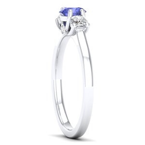 Bagues de fiançailles REYES en argent sterling 925 de haute qualité avec pierre précieuse tanzanite ronde de 0,5 carat et moissanite, bijoux fins - Product Image 3