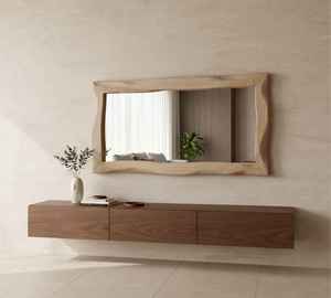 Espejo de Pared Decorativo Hecho a Mano con Marco de Madera Natural de Diseño Moderno y Lujoso, Grabado Personalizado, Ecológico, para Bodas y Sala de Estar - Product Image 4