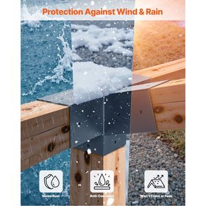 Kit de Soportes para Pérgola de Acero al Carbono Inclinados en 4 Direcciones de 4x4 Pulgadas, Compatibles con Vigas de Madera de 3.5x3.5 Pulgadas para Pérgola, Gazebo, Pabellón - Product Image 5