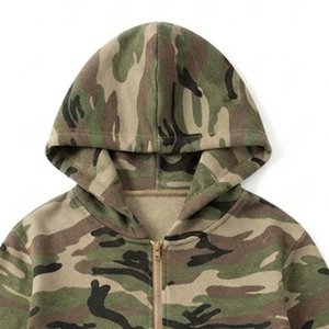 New Arrival Custom Logo Women's Camouflage <b>Hooded</b> <b>Zip</b>-Up Sweatshirt Short Length Casual Cotton Blend Knitted Full Sleeve Autumn - Product Image 5
