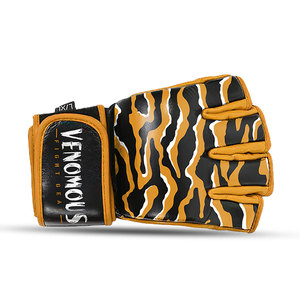 Guantes de MMA Venomous Tiger Viper de Cuero, Medios Dedos, Correa de Muñeca Ajustable, para Entrenamiento, Sparring, Grappling, Duraderos, Transpirables, para Combate - Product Image 5