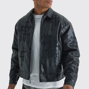 <b>Top</b> Trendy New Design Men's Winter <b>Leather</b> Fashion Jacket <b>High</b> Street Windproof Stand Eco-friendly Customized Sizes Front Logo - Product Image 2