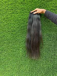 Cheveux humains vierges indiens bruts lisses en vrac pour tressage, 26, 28, 30, 32 pouces, Remy, pointes épaisses, noir naturel - Product Image 3