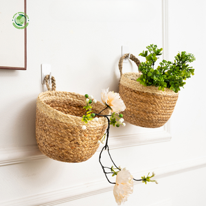 Panier en jacinthe d'eau mignon avec une poignée, panier de rangement fait main, vente en gros, écologique, fabriqué au Vietnam - Product Image 5