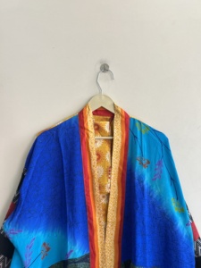 Bata Kimono Larga de Algodón Tejido para Mujer, Manga Larga, Estampado Floral, Ropa de Dormir Informal, Bata de Verano - Product Image 4