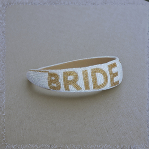 Hot Selling Bride Pearl Headband White and Golden Color Handmade Beaded Bridal Hairband <b>Wedding</b> <b>Accessories</b> for Women and Girls - Product Image 1