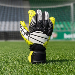 Gants de gardien de but de football en latex allemand jaune de qualité supérieure, design personnalisé, avec sangle en latex allemand, coupe négative - Product Image 2