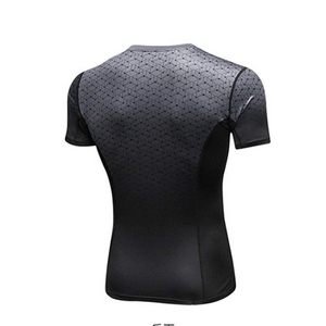Men's Blue <b>Black</b> Short Sleeve <b>Compression</b> <b>Shirt</b> Quick Dry Sublimation Printed Spandex Polyester Rash Guard Adult Sport Top - Product Image 6