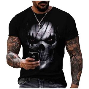 Men's Street <b>Skull</b> Muscle Short Sleeve Print Personality Fashion Fashion T-Shirt - Product Image 1