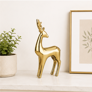 Handmade Metallic Golden <b>Christmas</b> Deer Sculpture Elegant Animal Figurine For Holiday Centerpieces Office Desktop Ornaments - Product Image 6