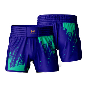 Shorts d'arts martiaux mixtes personnalisés 2026 les plus vendus, imprimé violet-vert, séchage rapide, polyester, coupe classique, taille adulte - Product Image 3
