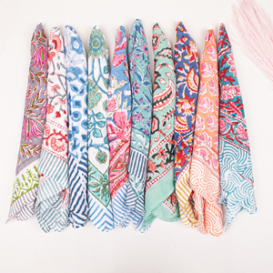 Foulard carré en coton à motifs floraux bohèmes, bandana multifonctionnel, couvre-chef, couvre-cou, vêtement décontracté, mode, haute qualité, printemps-été - Product Image 5