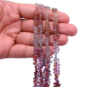 Perles facettées en saphir naturel multicolore de 3 mm à 5 mm, forme goutte d'eau, pierres semi-précieuses, perles en vrac pour bijoux - Product Image 3