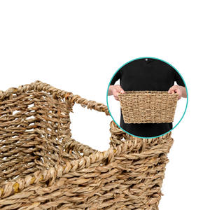 Modern <b>Stackable</b> Seagrass Storage <b>Basket</b> Set Woven Organizer Bin For Laundry Clothes Closet Shelf Home Storage Decoration - Product Image 2