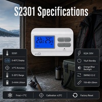 Termostat Boiler Gas Digital Pabrik 6A 230V SWING 0 2 2 1C Akurasi Tinggi Perlindungan Frost 118x80mm untuk Boiler Rumah